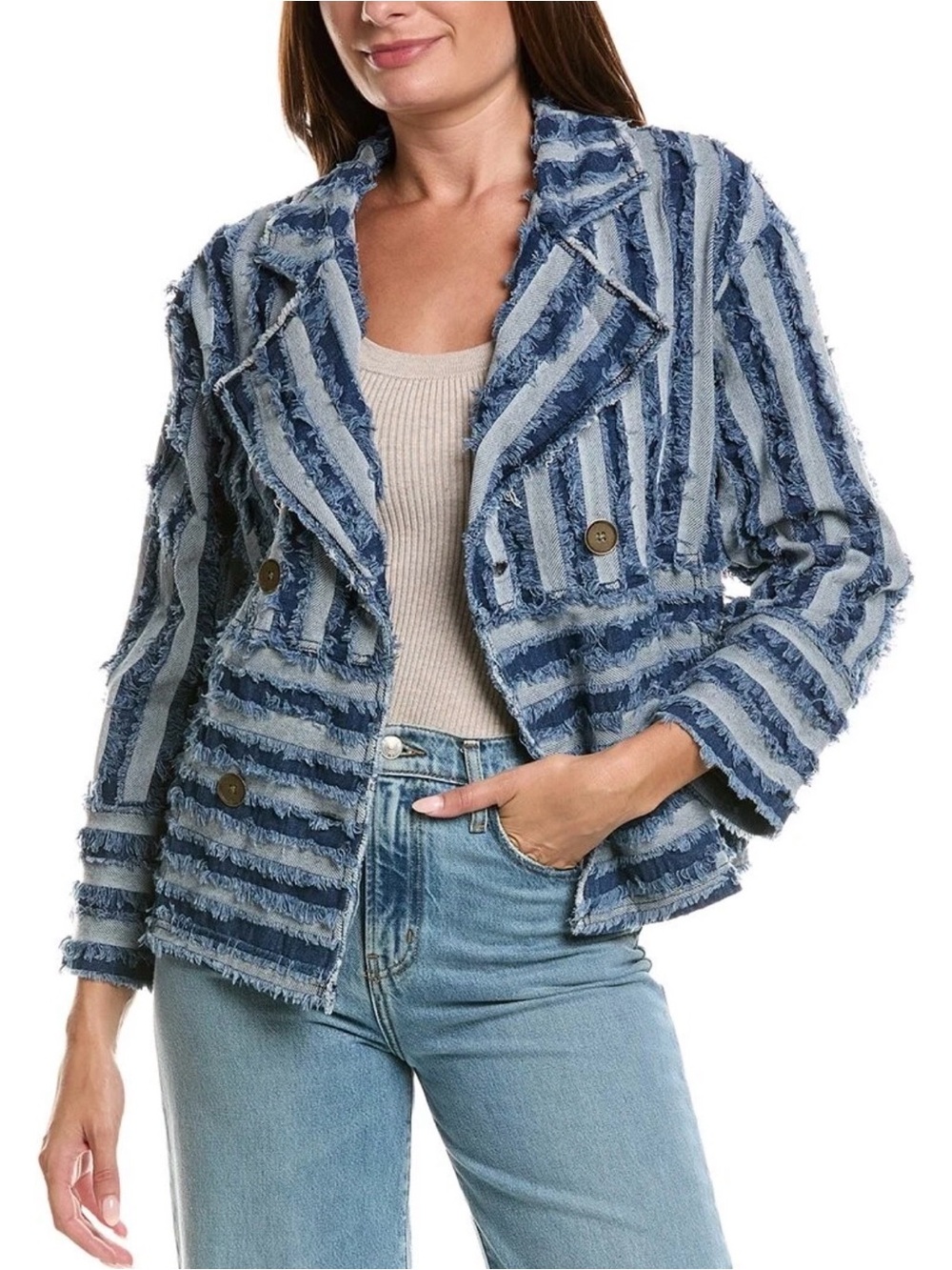 XCVI Mavie Shredded Denim Jacket